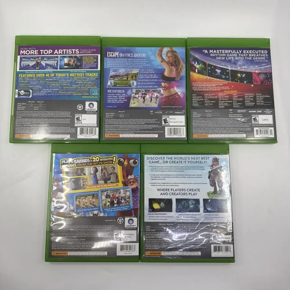 Xbox One Kinect Sensor w/ 5 Game Lot Mixed Genres Tested Microsoft Bundle